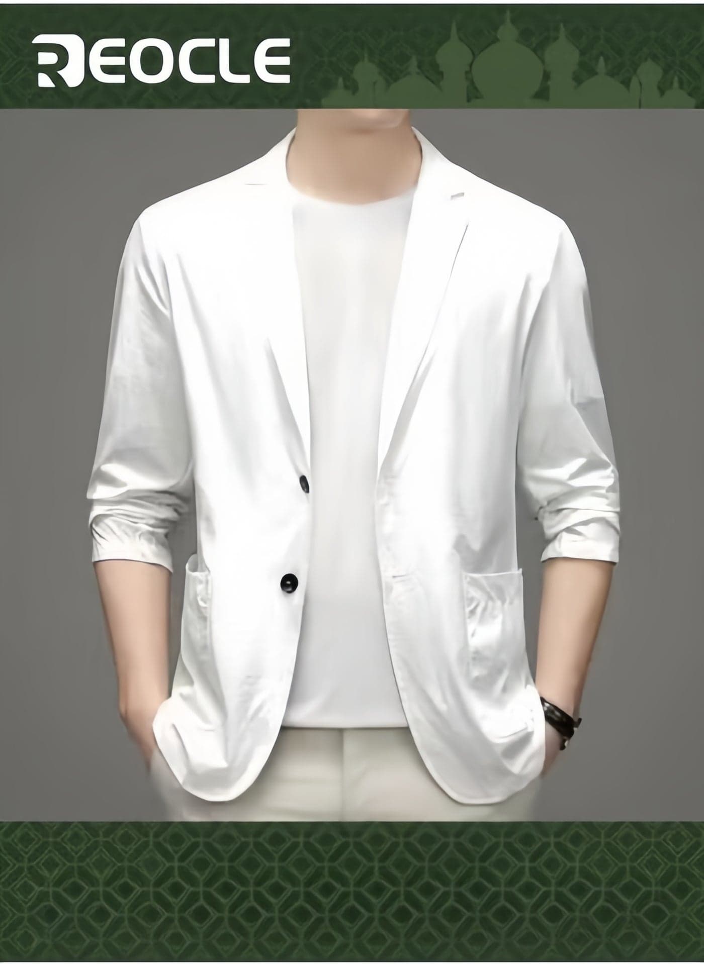 Men's Blazer Lightweight Suit Jacket Korean Style Men's Business Single-Breasted Sun Protection Suit 2 Button Blazer Sport Coat White