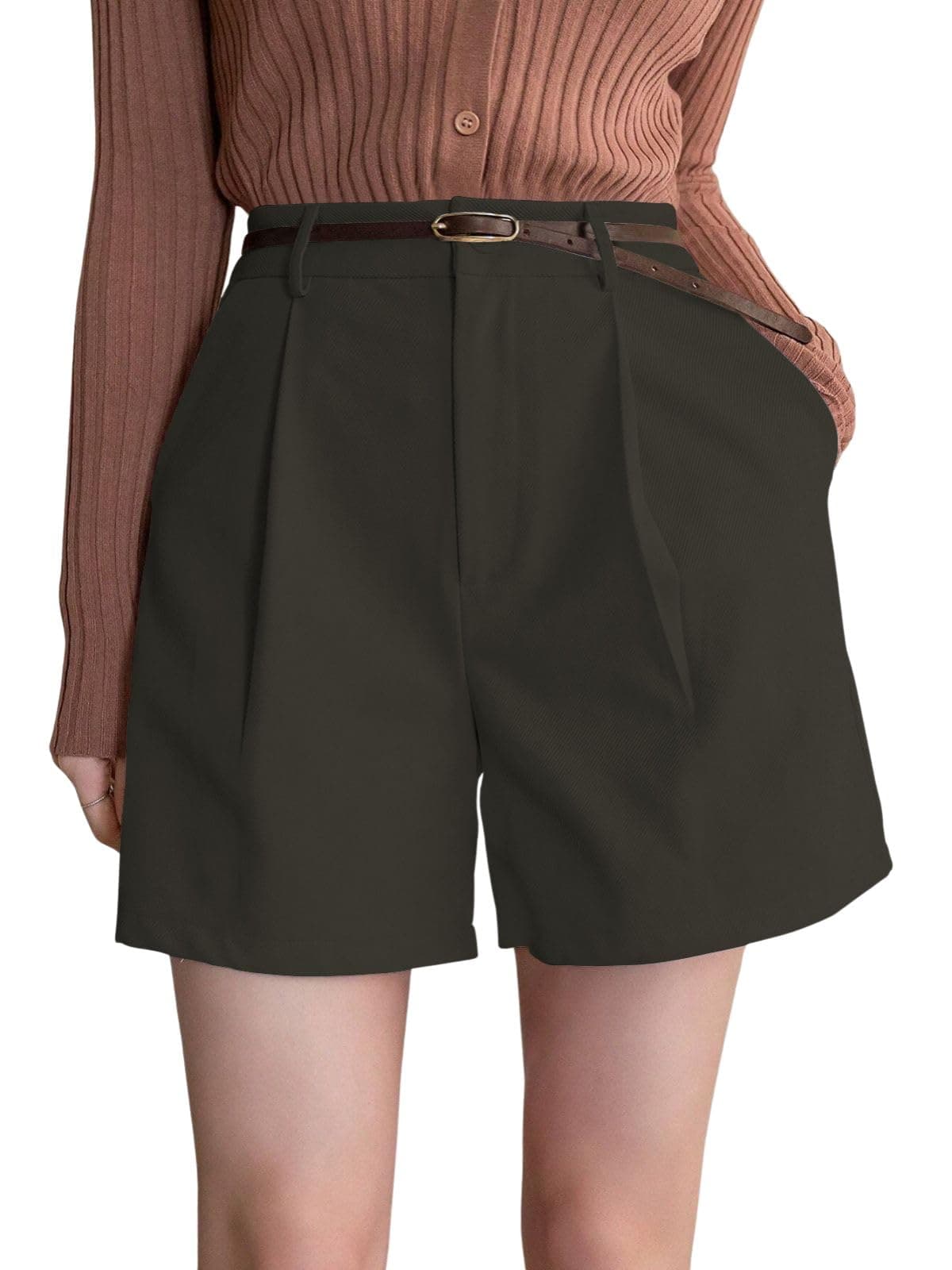GRECIILOOKS Women’s Western Shorts – Trendy Knee Length Casual Bottoms | Relaxed Fit Summer Shorts for Girls & Women Green