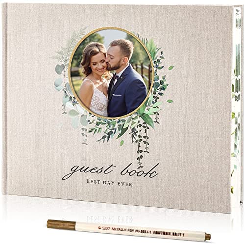 Wedding Guest Book,Guest Book Weddings Reception,Polaroid Guest Book for Wedding 100 Pages Paper Hardcover 8" x 10" for Wedding Gift with Pen, Photo Corner