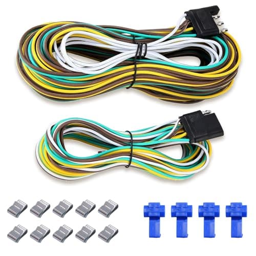 LiLoom 36ft 4Way Flat Trailer Light Wiring Harness Kit 4Pin Male Female Extension Connector Includes Installation Accessories