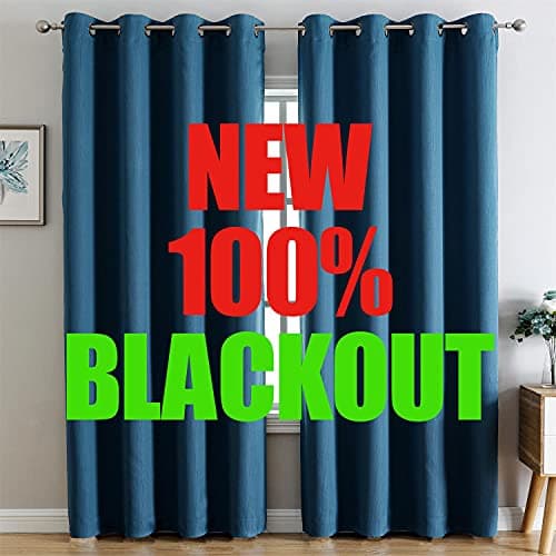 G2000 100 Blackout Curtains for Bedroom Living Room 84 Inch Peacock Blue Grommet Curtains with Thermal Lining Light Blocking Noise Reducing 2 Panels
