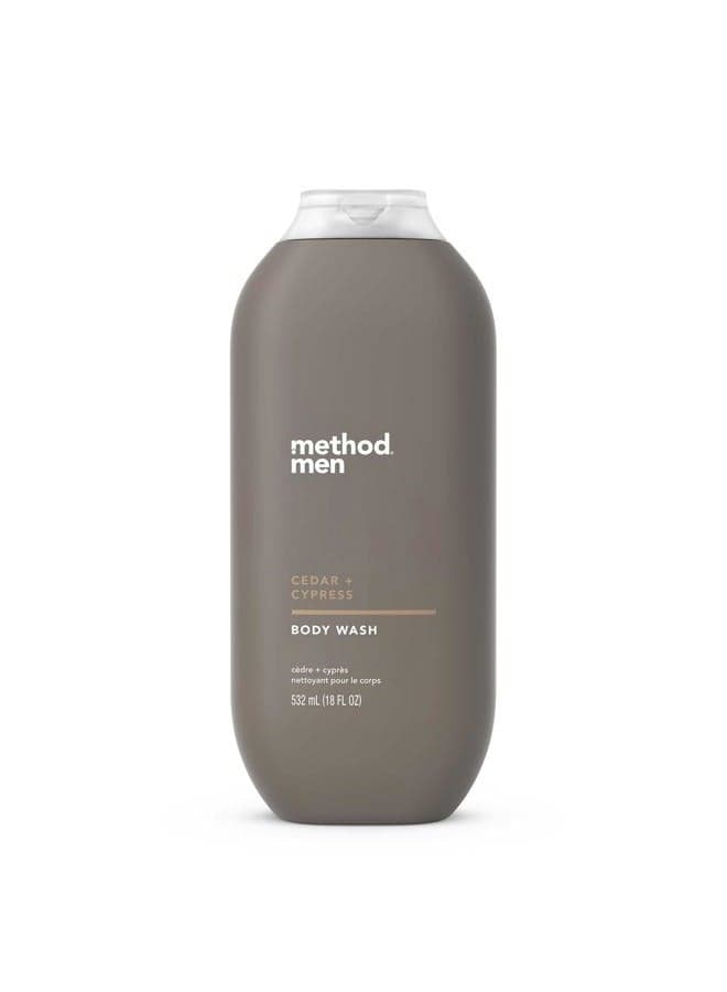 Men Body Wash, Cedar + Cypress, Paraben and Phthalate Free, 18 fl oz (Pack of 1)