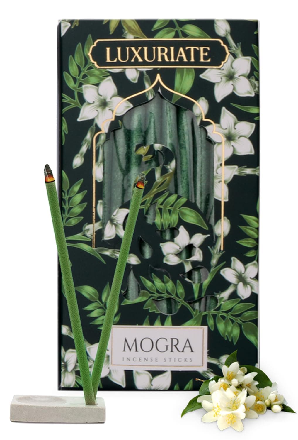 LUXURIATE Mogra Bambooless Incense Dhoop | Natural Herbal Incense Organic Incense, Long-Lasting Incense Stick, Agarbatti for Puja | Luxury Premium Incense - Pack of 1 (20 Sticks)
