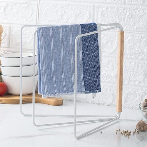 ARHAT ORGANIZERS Foldable Hand Towel Stand | Towel Holder for Washbasin & Kitchen | Hand Towel Holder for Bathroom, Countertop & Vanity | 3 Towel Drying Stand, Napkin Stand (White, 3-Tier)