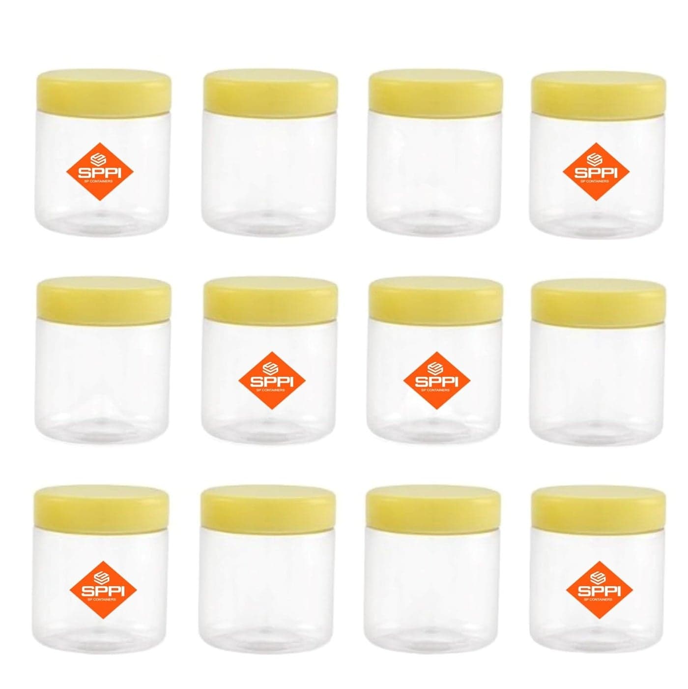 SPPI Modular Airtight Food Grade Space Saver Plastic Jar Kitchen Spices Aachar Chutney Powder Dry Fruits Masala Container Transparent Round 100 ml 12 pcs