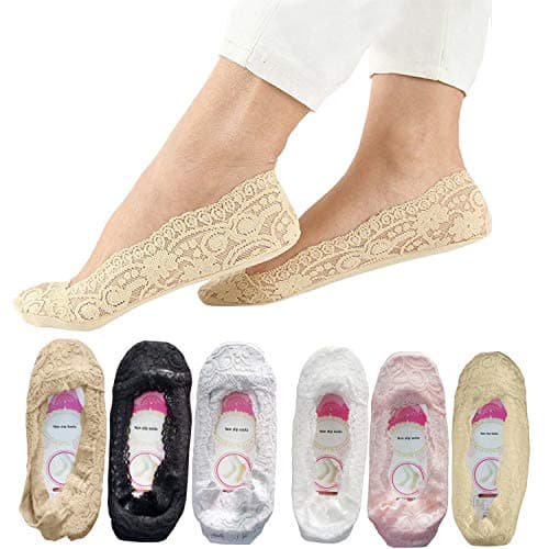 SNUG STAR 6 Pairs Lace No Show Socks - Fashion Liner Non Slip Womens Thin Low Cut Casual Socks, Multicolor Set, One Size