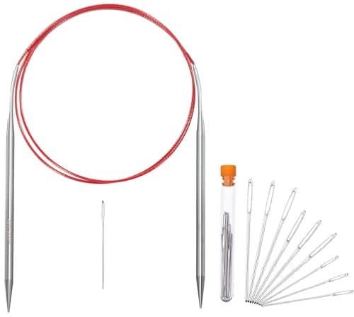 Size 85mm Circular Knitting Needles40 Inch100cm Knitting Needles for BeginnersMetal Round Knitting Needle Set with 9 Yarn Needle Red 40inchUS85mm