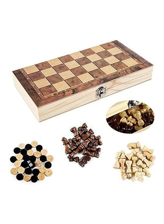 Foldable Backgammon Checkers and Chess Set for Two Players