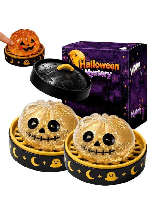 Halloween Dumplings, Halloween Pumpkin Slow-Rising Squishy (C 2PCS) | Cute Soft Stretchy Halloween Dumpling Squeeze, Halloween Squishy Ghost Dumpling, 2.2inch