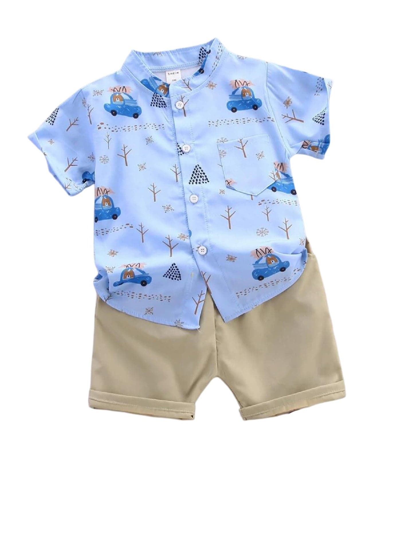 Lymio Junior's Boys Clothing Set | Kids Co-ord Set | Trendy Shirt and Short for Boy | Summer Wear Kids Dress (DSS-47-Skyblue) | Age 1-2 Years