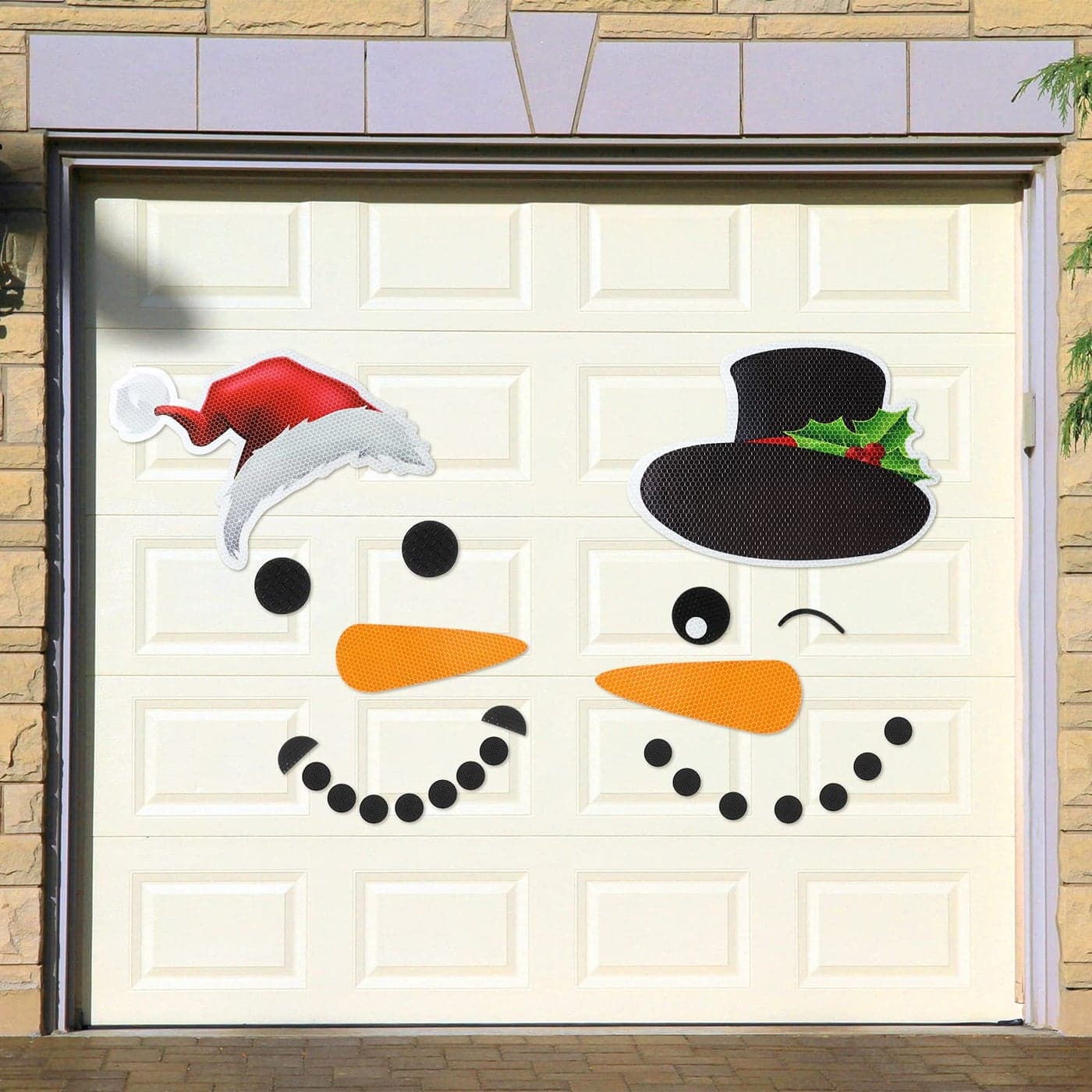 Flutesan Christmas Garage Door Decor Christmas Snowman Magnet Decor Snowman Face Garage Door Reflective Car Magnet Sticker RefrigeratorClassic