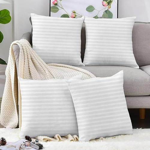 DAKSH Set of 4, 16 x 16 Inch Microfiber Filled Cushion Filler, Soft & Fluffy - Premium Hotel Quality Cushions - Sofa Cushions, Bed, Office, Cushion Pillow, Throw Pillow Insert - Diwali Gifts - White