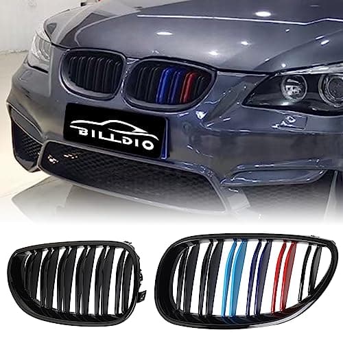 BILLDIO E60 Grille - Front Kidney Color Grill Compatible with 2003-2009 BMW 5 series 520i,523i,525i,528i,530i,535i,550i,Double Slats 2Pcs
