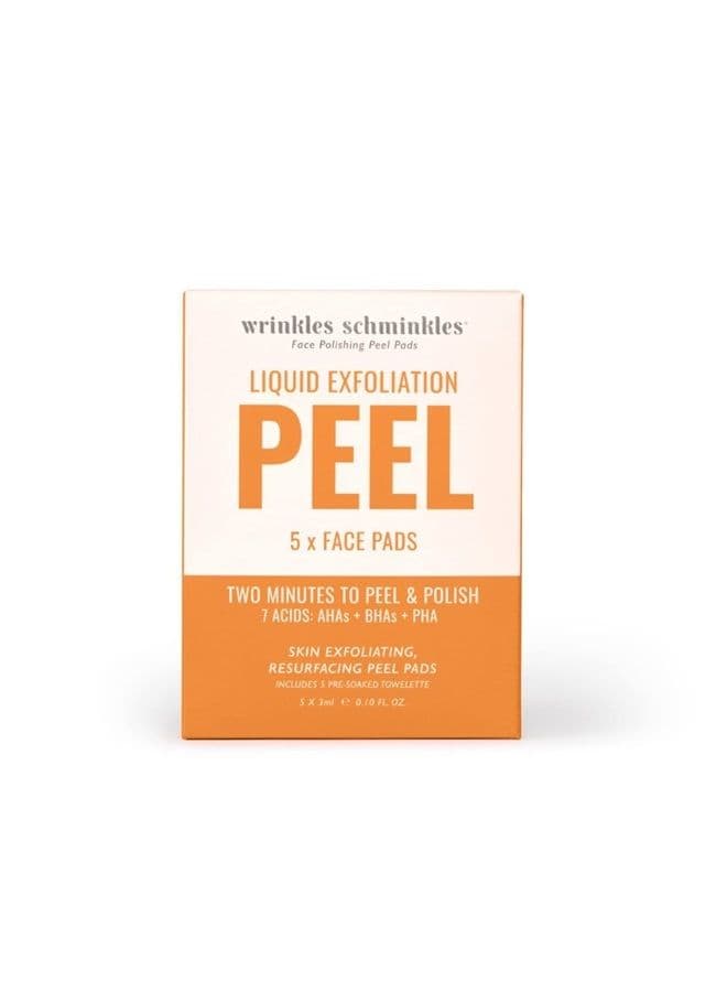 Liquid Polishing Peel for Face, Skin Exfoliating Resurfacing Pads, 5 Count (5x3ml)