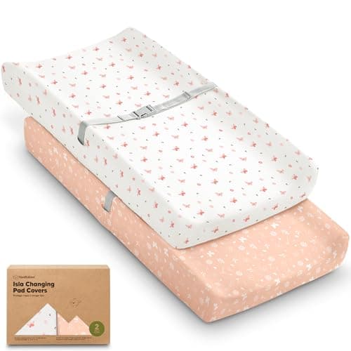 2Pack Baby Changing Pad Cover for Girl Boy 34x18 Soft Viscose Derived from Bamboo Baby Diaper Changing Table Pad Cover Sheets Neutral Snug Fit Nursery Diaper Change Sheets Butterflies