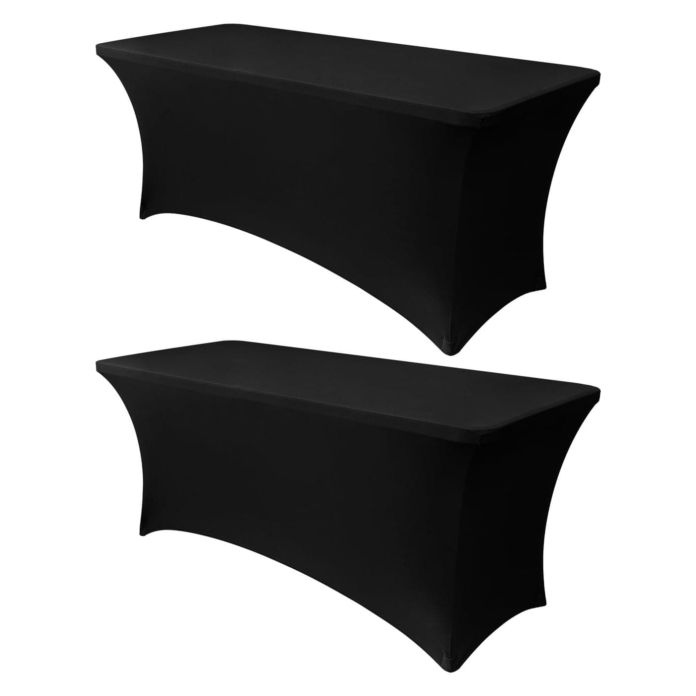 Obstal 8ft Stretch Spandex Table Cover for Standard Folding Tables 2 Pack Universal Rectangular Fitted Tablecloth Protector for Wedding Banquet and Party Black
