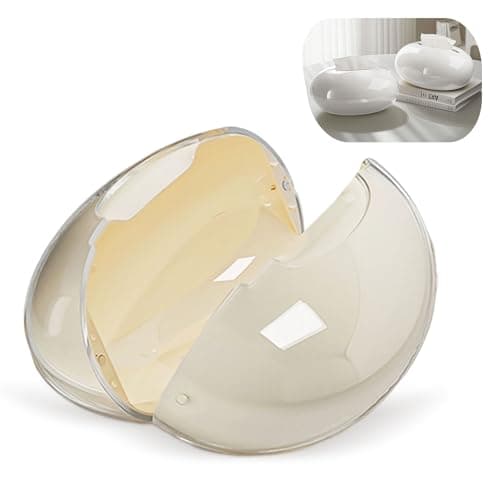 Modern Tissue Box Cover for Home and Office – Magnetic Lid Oval Tissue Holder, Inside Dimensions 8.07" × 5.91" × 3.44", Decorative Clear Double-Layer Plastic, Luxe Home Decor (Cream)