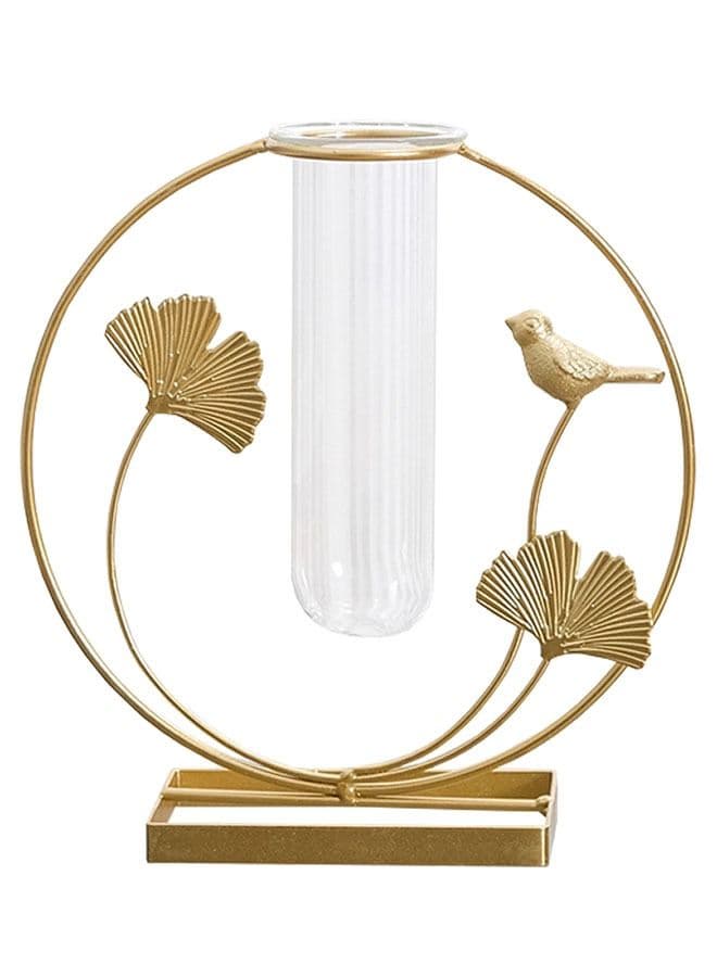 Creative Home Round Metal Bracket Dried Flower Vase Home Living Room Desktop Flower Arranger Ornament