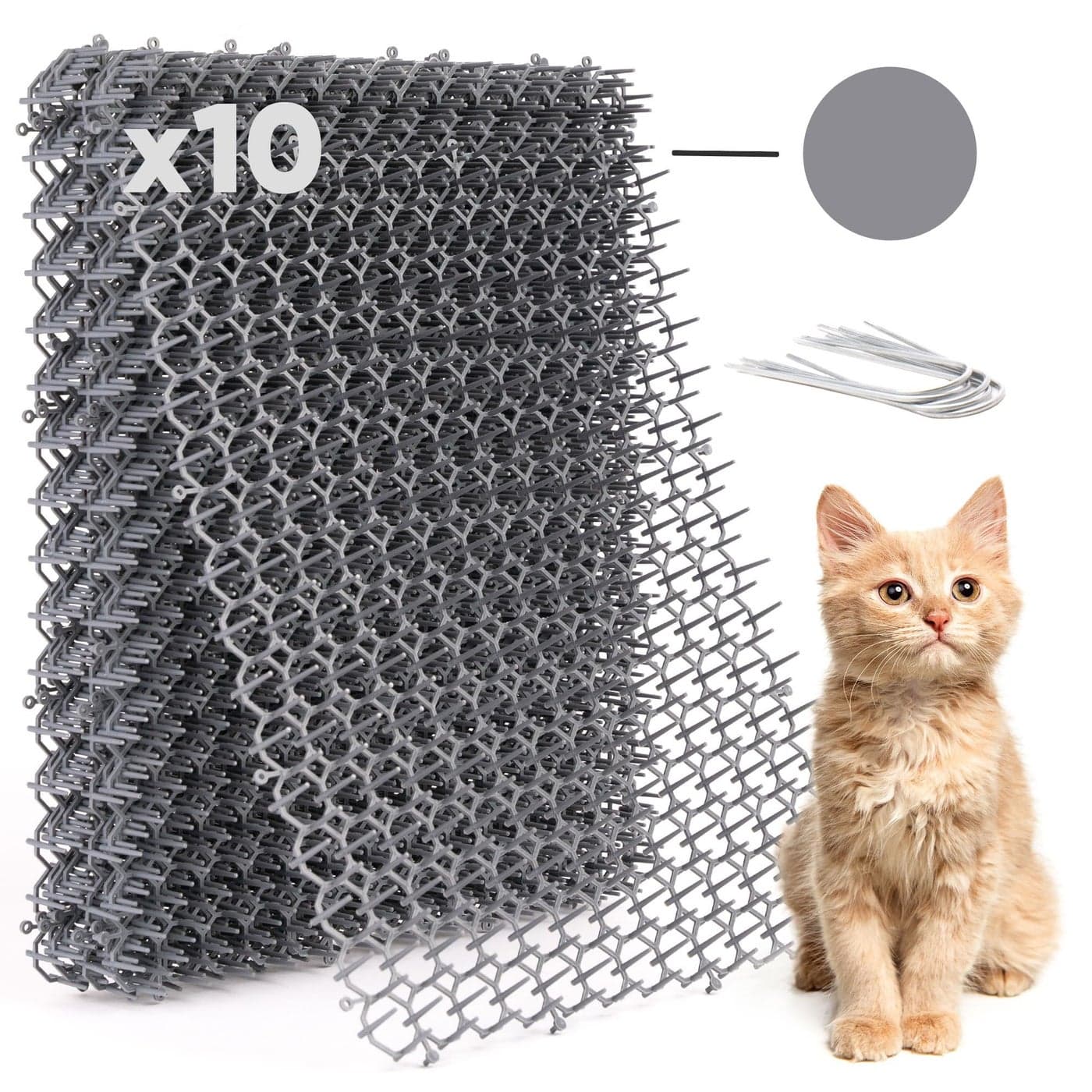 10 Pack Extra Large Cat Deterrent Scat Mat for Cats - Cat Spike Mat 16.5 x 13.4 Inch with 1 Inch Spikes is A Perfect Cat Repellent Indoor for Cat Countertop Deterrent & Cat Repellent Outdoor