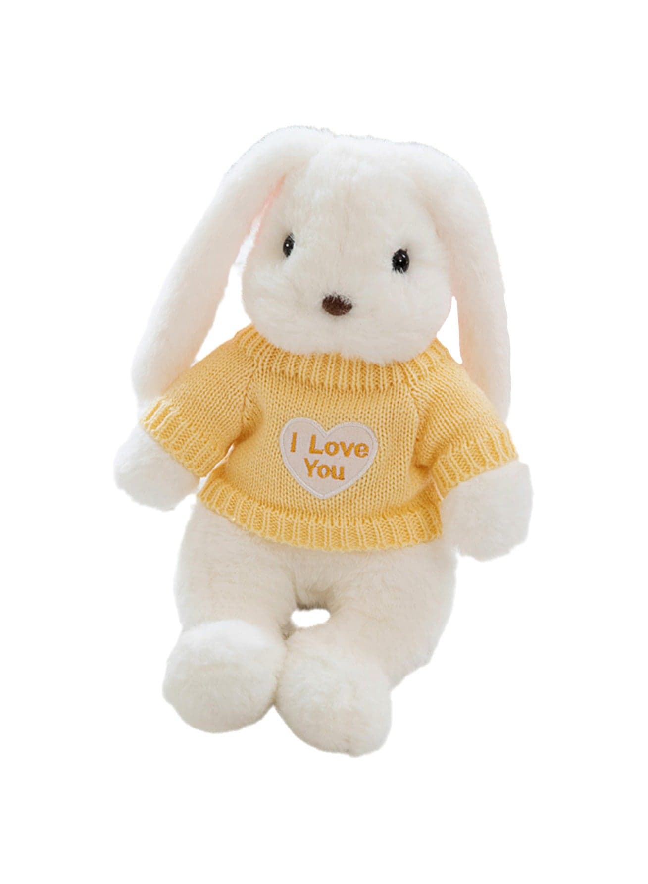 Baby Sleeping With Long-eared Rabbit Comfort Pillow Children's Plush Doll Toy (White Rabbit I Love You Sweater)