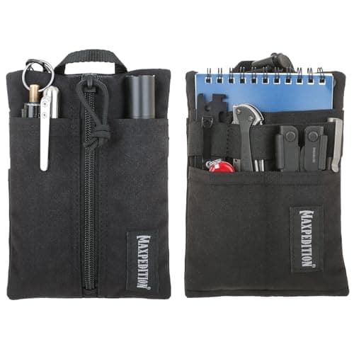 MAXPEDITION Platy Pocket Organizer 5” x 7” (Black) Durable EDC Tool Pouch for Men, Neck Wallet with Paracord Lanyard, Holds Flashlight, Multitool, Pen, Notebook, 0236B