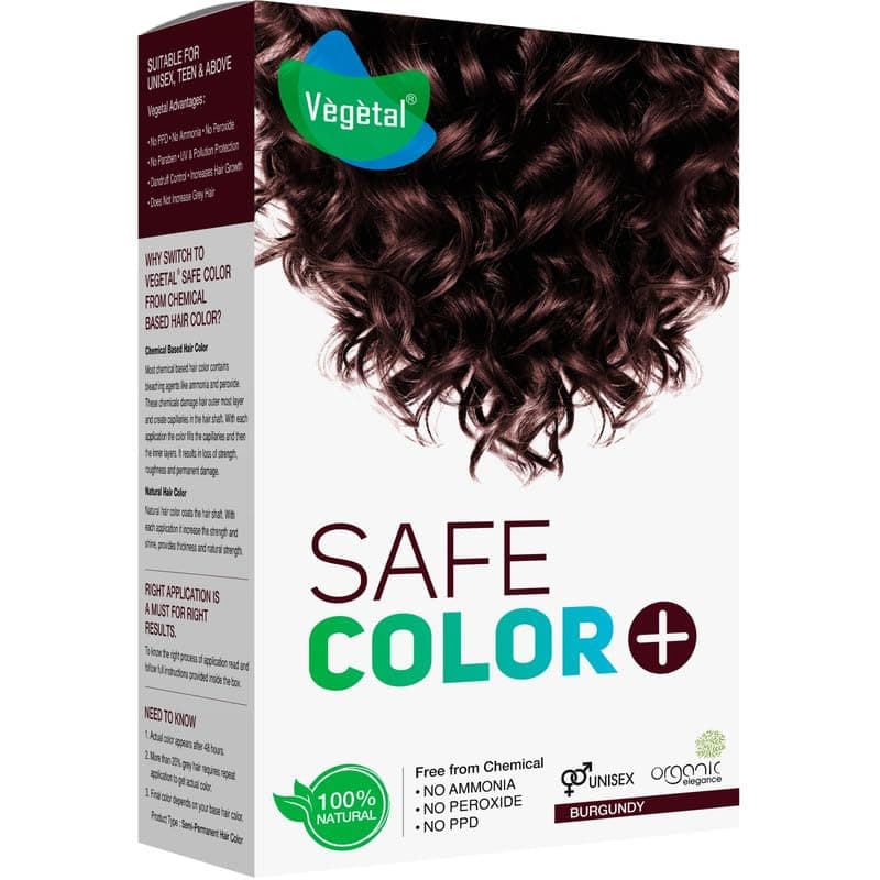 Vegetal Safe Hair Color Burgundy 50gm Pack of 6 Certified Organic Chemical and Allergy Free Bio Natural Hair Color with No Ammonia Formula for Men Women