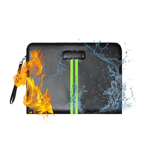 5200℉ Fireproof Document Bag, Fireproof Bag with Lock, Fireproof Document Organizer, Safes for Home Use Fire and Water Proof with Heat Insulated for Cash, Valuables, Documents-Black