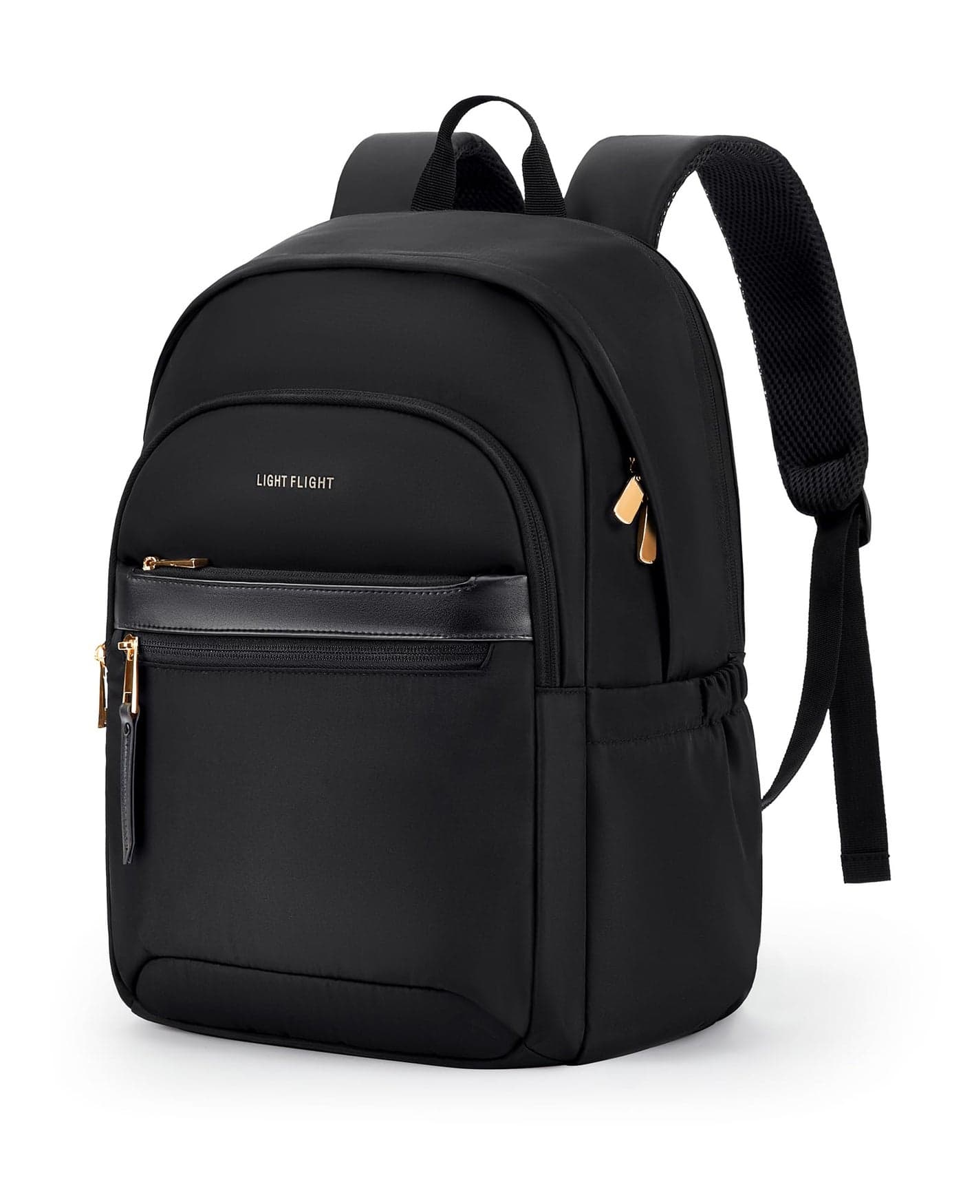 LIGHT FLIGHT Travel Backpack for Women, 15.6 Inch Stylish Laptop Backpack, Computer Bag for College Work Daily, Water-Resistant Casual Daypack with USB Port, Black