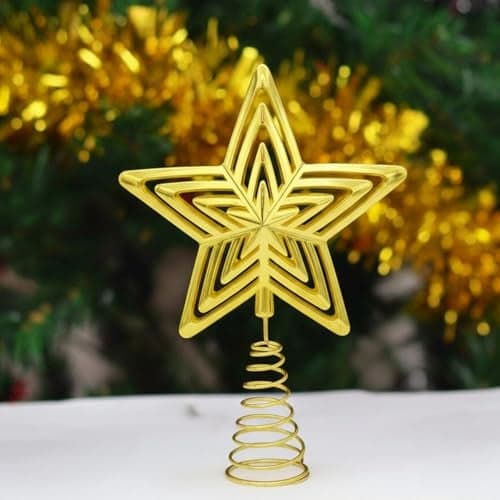 Ascension Christmas Tree Topper Star Golden for Tree Decorations Tree Top Topper Xmas Hangings Ornaments for Xmas Party, Birthday, New Year, Christmas Decoration & Gift Items (Pack of 1)