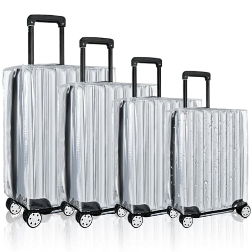 Milkary 4 Pieces Clear Luggage Cover for Suitcase, Waterproof PVC Luggage Cover Protector, Anti-scratch Suitcase Protective Cover for Travel (20", 22", 24", 28")