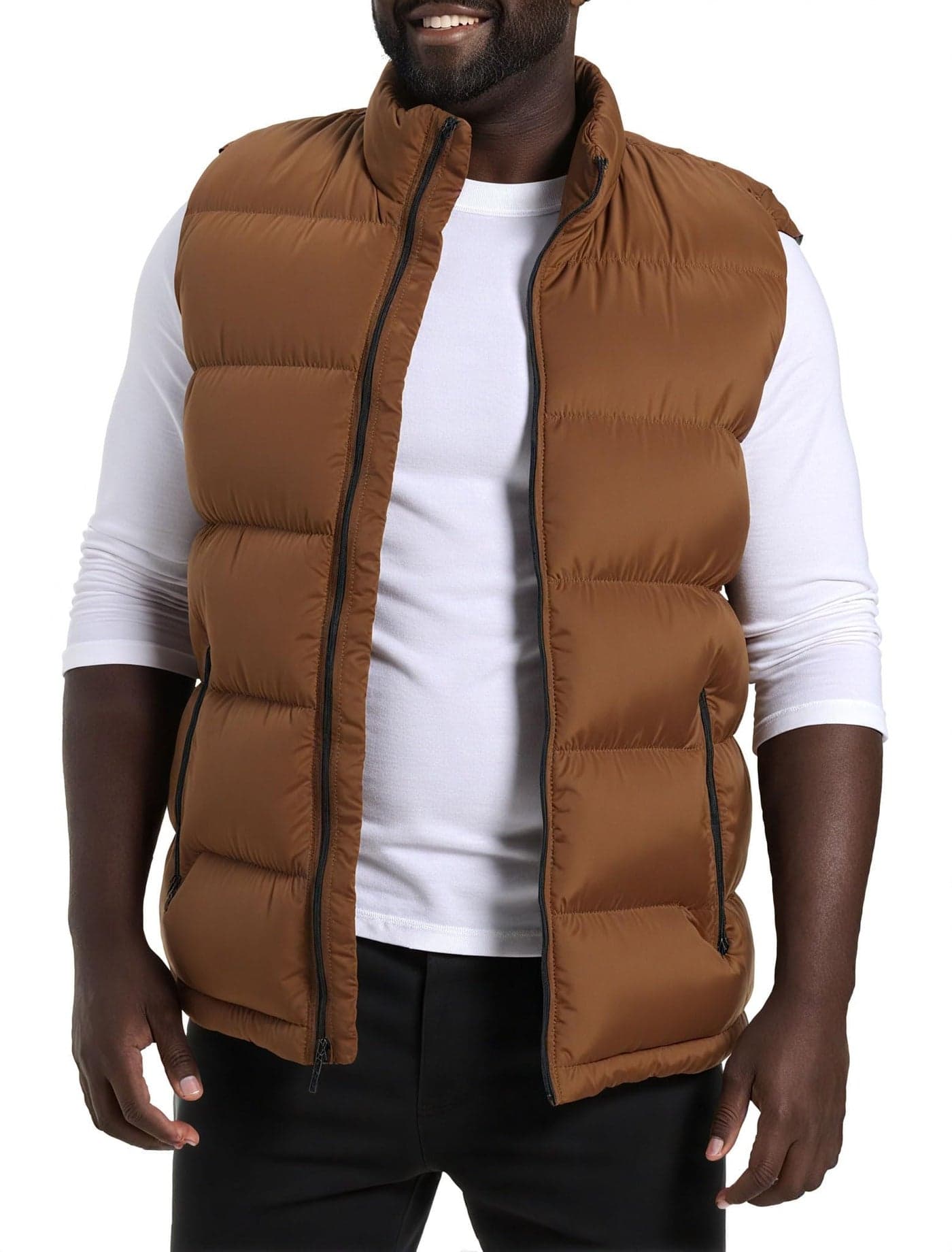 Mlgaril Men'S Brown Winter Lightweight Puffer Vest Sleeveless Jacket Casual Puffy Vests Outdoor Warm Down Puff Outerwear With Pockets L