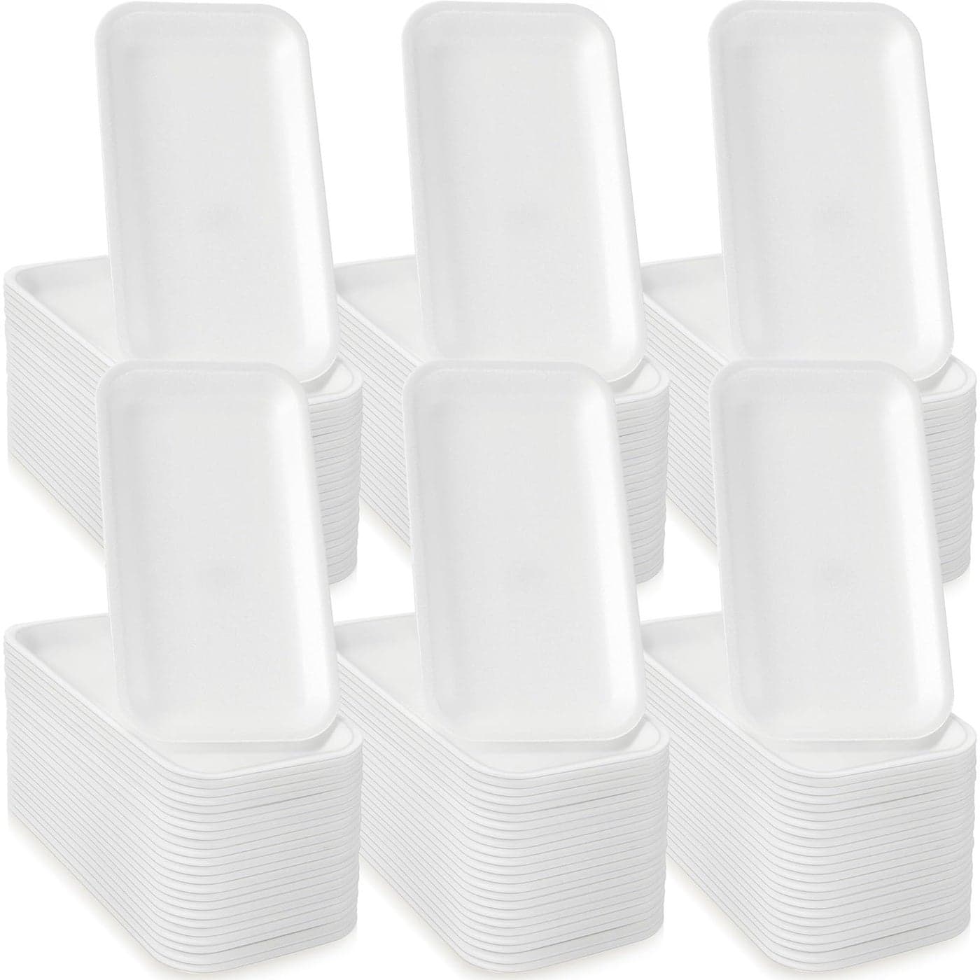 eBoot 100 Pcs Foam Meat Trays White Foam Crafts Trays Bulk Disposable Food Plates Rectangle Painting Dish for Halloween Christmas Printmaking DIY Art Supplies 83 x 44 x 055 Inches
