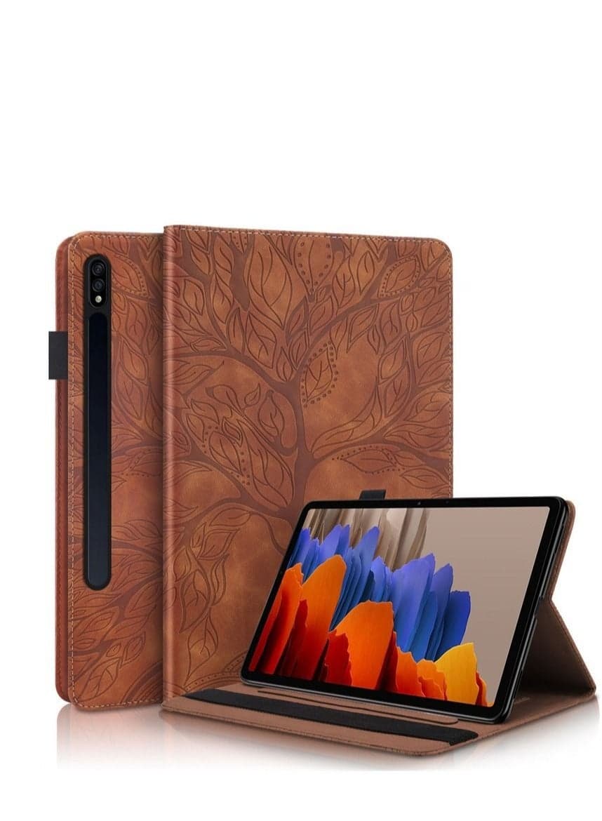 Protective Case for Samsung Galaxy Tab S9 11in 2023, Multifunction PU Leather Flip Stand Card Slots Elastic Band Pocket Pen Holder Protective Cover Business Elegant Retro