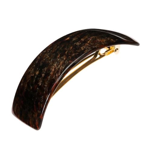 Large Brown Hair Barrette for Thick Hair, Rectangle Volume French Barrette for Women, Strong Hold, Comfortable and Easy to Use, Metallic Mojave | France Luxe
