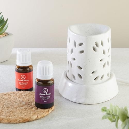 Asian Aura Aroma Diffuser for Home Fragrance| Aroma Burner for Aromatherapy| Home Decor| Aroma Oil Warmer Electric Ceramic Diffuser for Room Fragrance (Cylindrical)