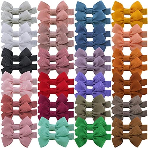 Baily Baby Hair Clips Tiny Hair Bow Alligator Clips for Toddler Baby Girls Fine Hair Pins in Fringe Bangs (Ambrosia 48 PCS in Pair)