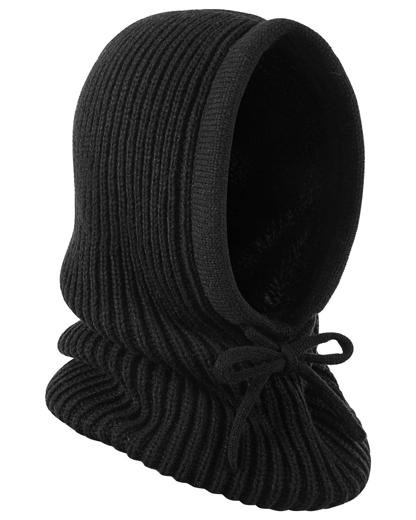 Winter Hat Knit Balaclava Hooded Scarf Head Cover Beret Neck Ski Warmer Unisex Black