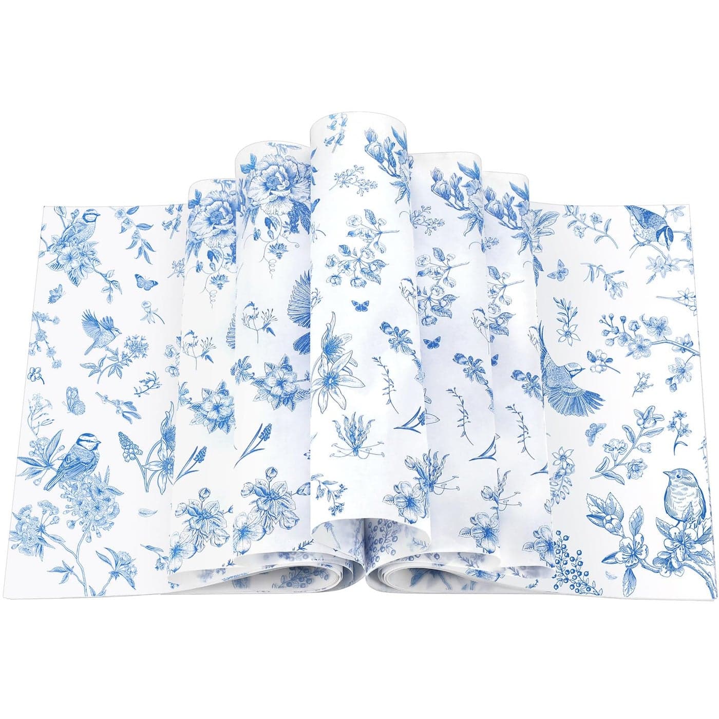 Feifeiya 200 Pcs Floral Wax Paper Sheets for Food Chinoiserie Bird Deli Paper Waterproof Sandwich Wrapping Greaseproof Food Basket Liners for Picnic Party Kitchen Supplies 98 x 87inchBlue