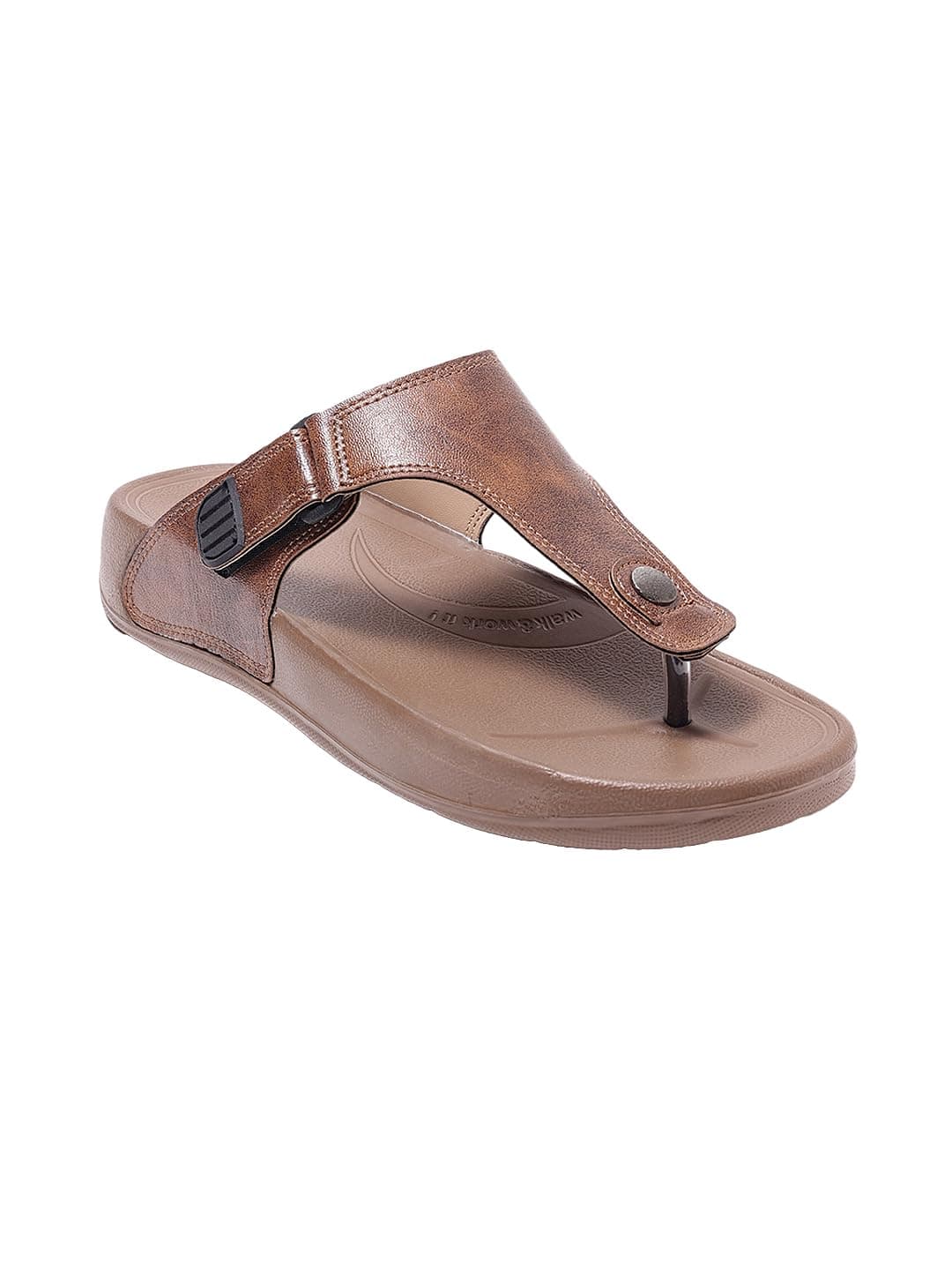 WELCOME Soft Men's Slippers with Cushion FootBed for Adult | Comfortable & Light Weight | Stylish & Anti-Skid | Waterproof & Regular Flip Flops for Gents/Boys, M-GLF-21-TAN_9