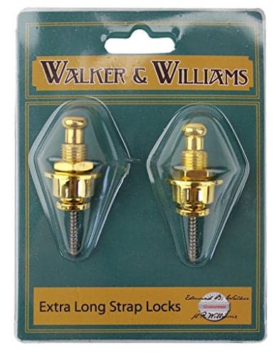 Walker & Williams Gold Extra Long Deep Barrel Strap Locks for Thick Guitar Straps