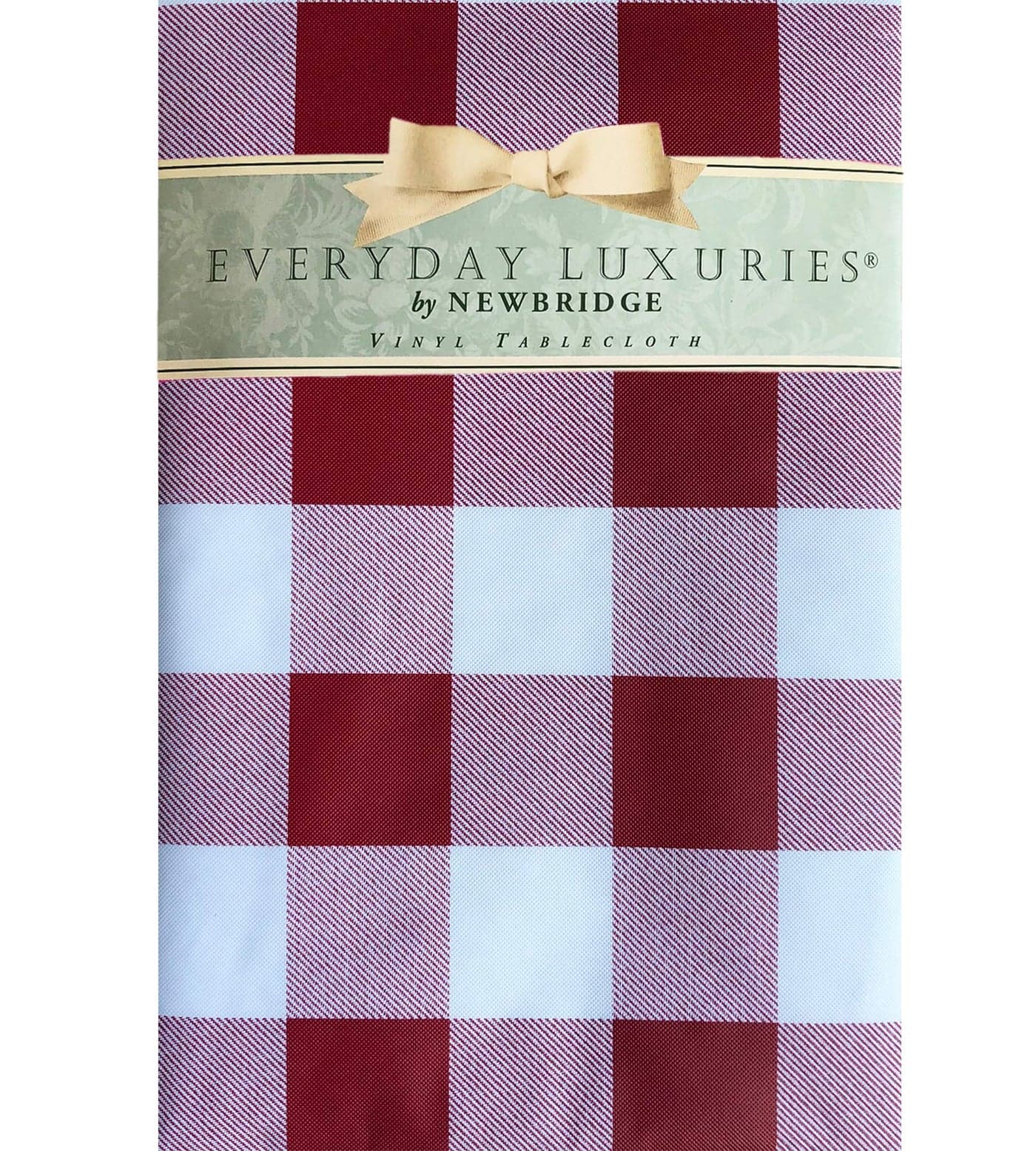 Newbridge Red Buffalo Check Rectangle Vinyl Tablecloth with Flannel Backing 60 x 84 Inch Checkered Indoor Outdoor Vinyl Waterproof Picnic and BBQ Table Cover Cottage Gingham Print