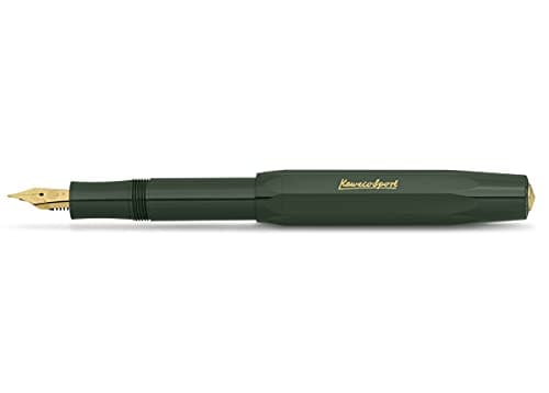 Kaweco CLASSIC SPORT Fountain Pen Green with 23 Carat GoldPlated Steel Nib and Iridium Tip for Ink Cartridges I Sport Fountain Pen 13 cm I Nib B Broad