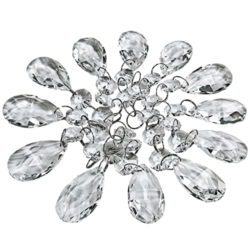 Supla 24 Pcs Teardrop Chandelier Prisms Candle Chandelier Crystal Pendants Glass Pendant Beads 15 for Chandelier Lights Suncatchers