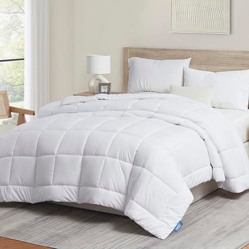 Nestl Quilted Down Alternative Comforter King Size All Season White Duvet Insert with Corner Tabs