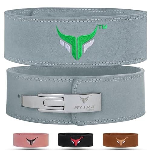 Mytra Fusion Leather Powerlifting Belt for Men and Women (10MM Thick & 4" Wide) - Premium Weight lifting Belt with Adjustable Lever Buckle for Gym, Squats, Bodybuilding & Deadlifts