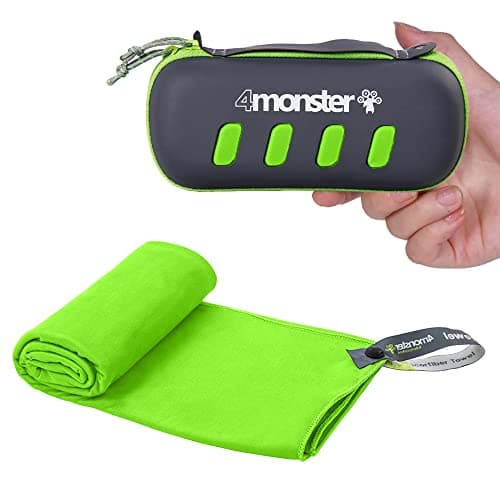 4Monster Microfiber Towel, Travel Towel, Camping Towel, Fast Drying, Soft Light Weight, Suitable for Gym, Beach, Swimming, Backpacking and More (Green, Medium (24 x 48 inches))
