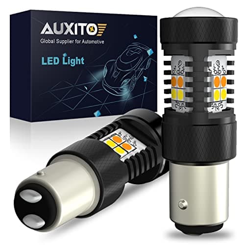AUXITO 1157 Switchback LED Turn Signal Light Bulbs 2057 2357 7528 BAY15D P21/5W White/Amber Dual Color 3030SMD Chipsets with Projector for Turn Signal Blinker Parking Daytime Running Lights