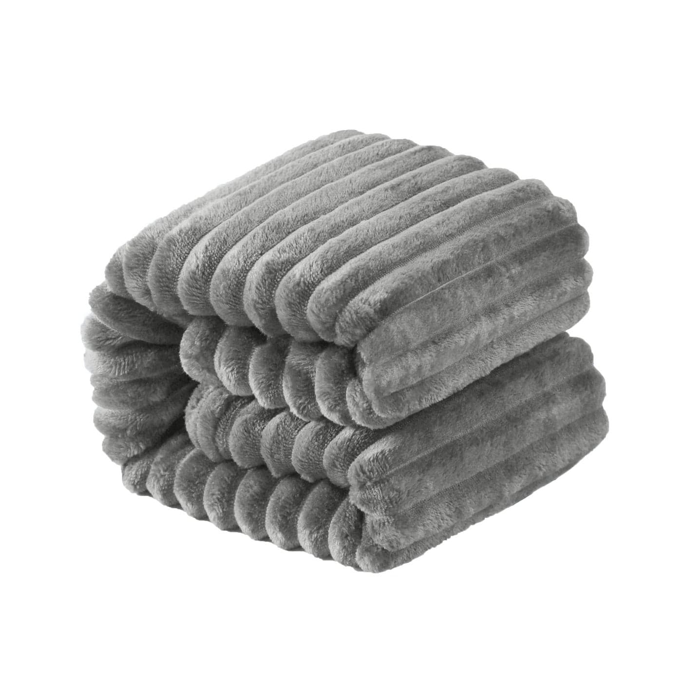 NTBAY Flannel Fuzzy Toddler Blanket Fluffy Warm and Lightweight Reversible Stripes Design Baby Plush Blanket 30x40 Inches Grey