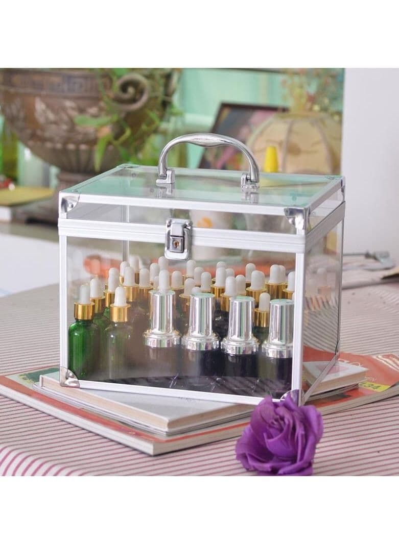 Large Transparent Acrylic Cosmetic Skin Care Products Desktop Storage Box with Lid and Lock Waterproof Exquisite Home Suitcase