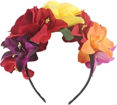 ericotry Halloween Flower Headband Bohemia Floral Headband Rose Flower Crown Mexican Hair Band Party Costume Rose Flower Crown Headpiece Cosplay Hair Accessories